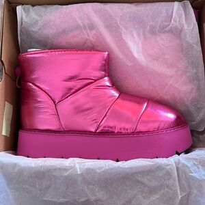 Metallic Pink Portland Boot Company Puffer Cozy Boots